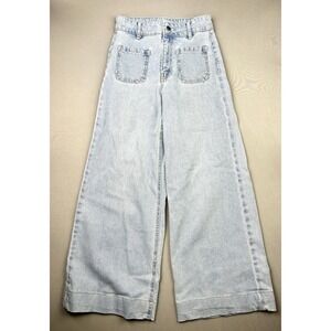 H&M‎ Women's 2 Super Wide Leg Light Wash Denim Baggy Jeans Streetwear